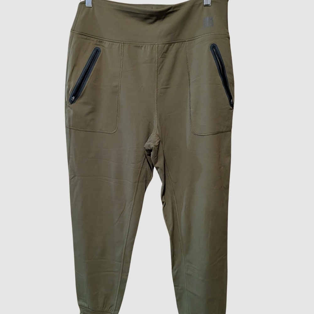 Duluth Trading CO Women's Olive Green Jogger Pants with Black Zipper Pockets